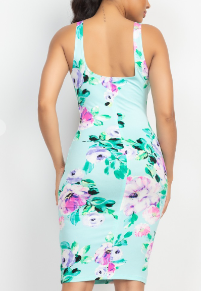 Spring Floral Bodycon Dress