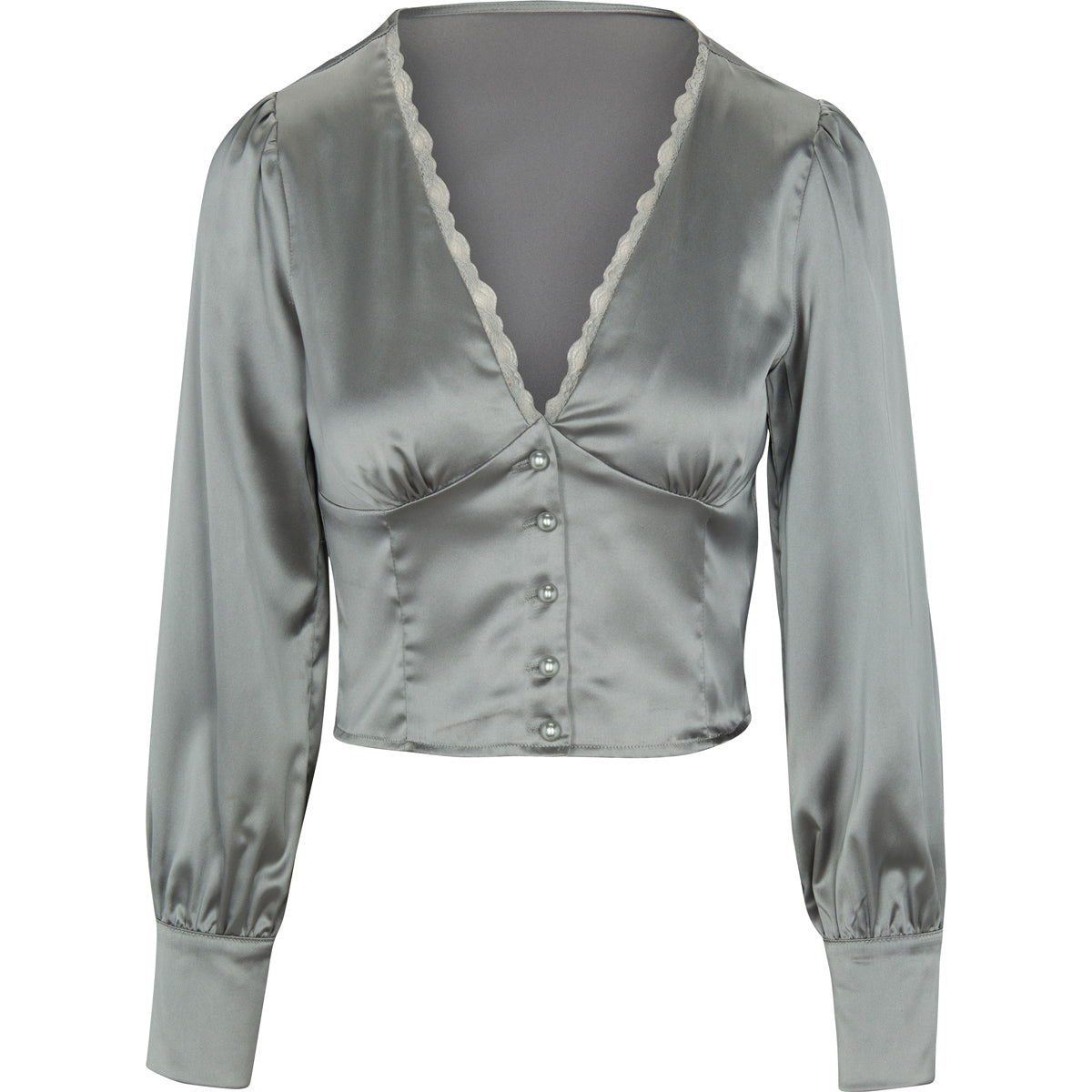 Satin-Lace Trim Top Mauve
