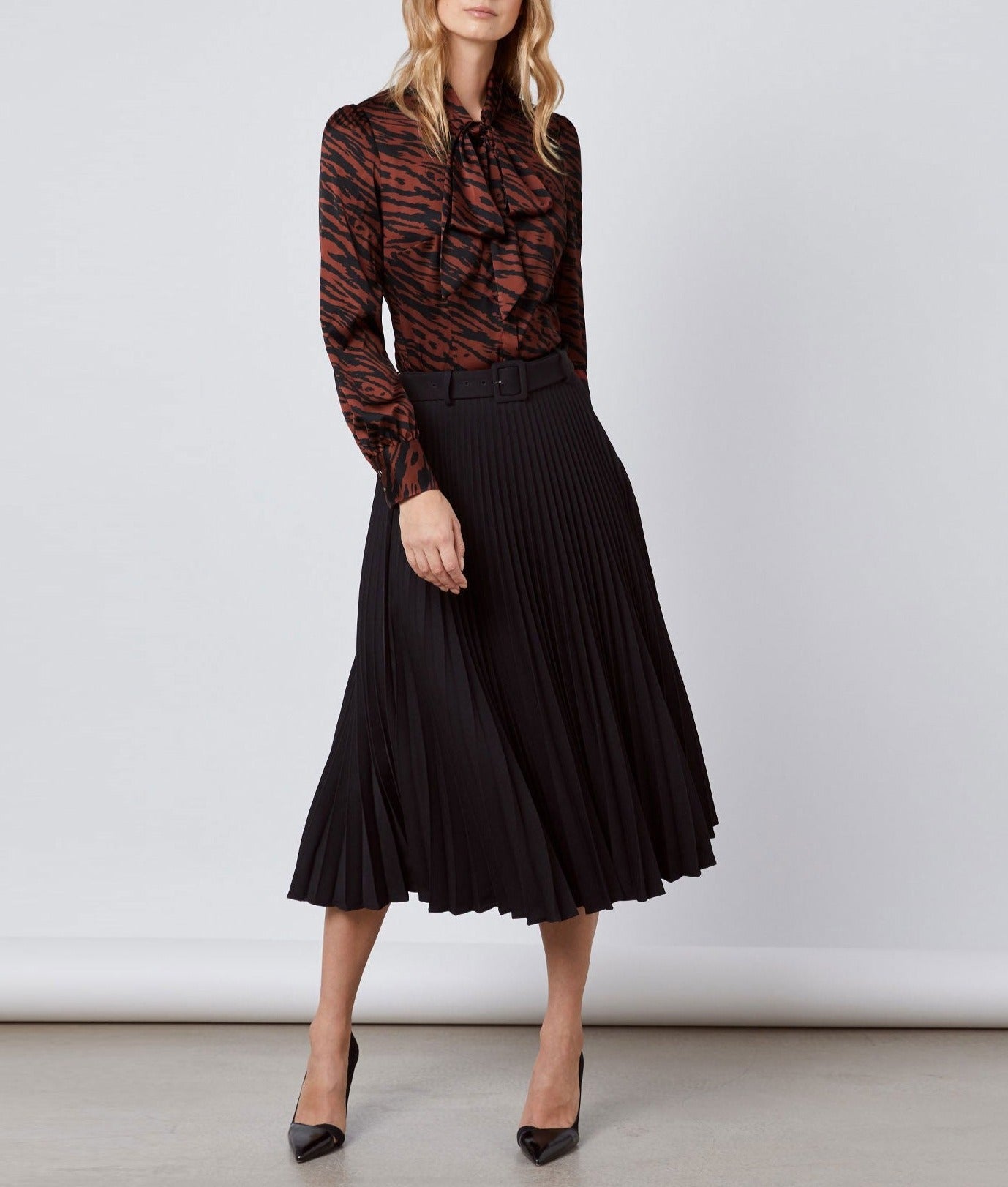 Brown and Black Animal Print Pussy Bow