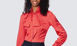 Red Satin Pussy Bow Blouse
