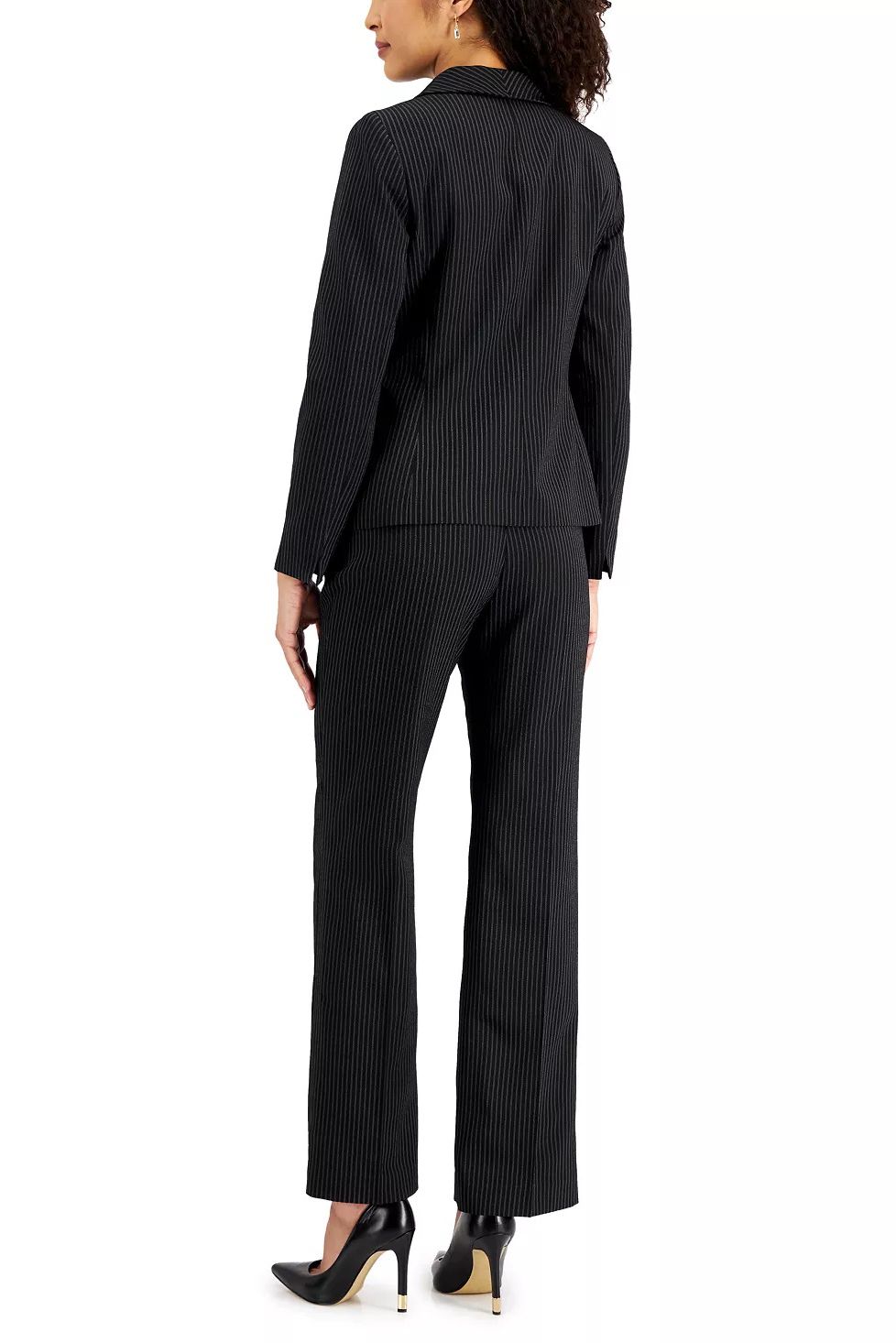 Le Suit Black and White Striped Suit