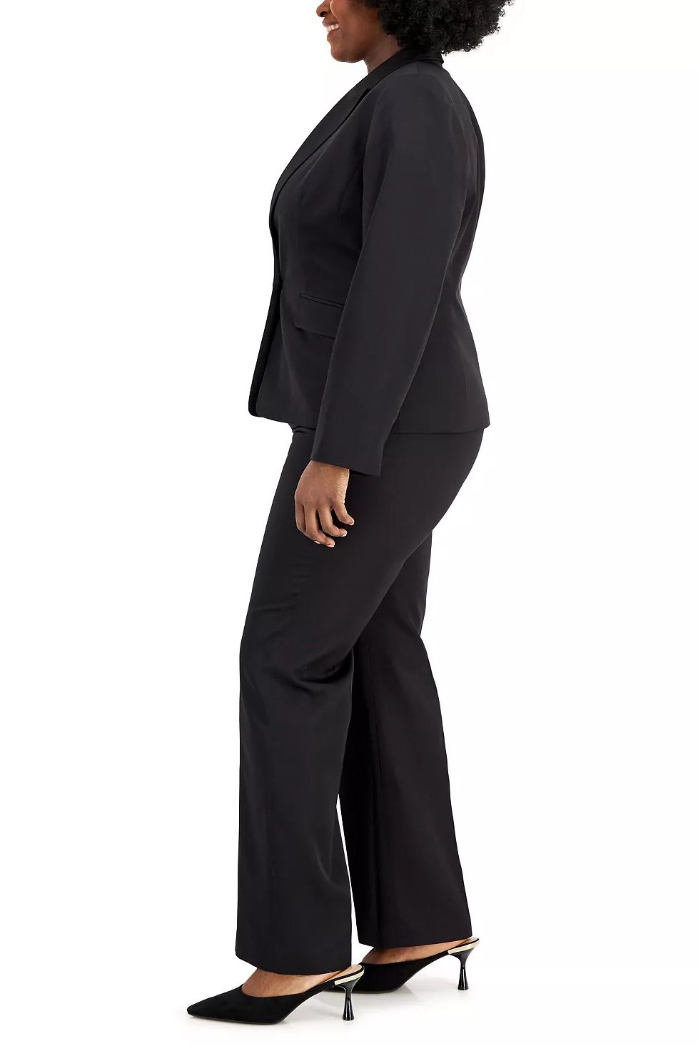 Le Suit Plus Size Plus Size Black Notched Collar Suit