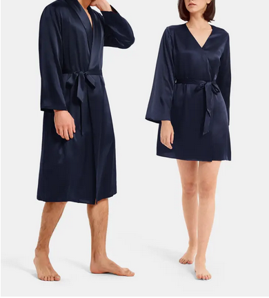 His and her silk smooth robes