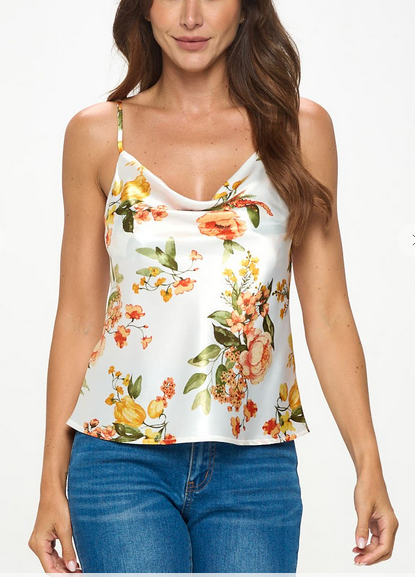 Satin Ivory Cowl Neck