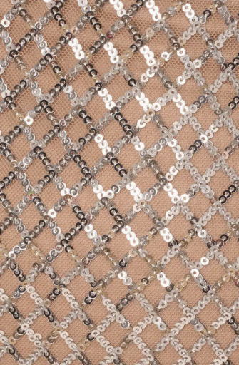 Short Sleeve with Embellished Waist in Silver Column Gown (Plus Size)