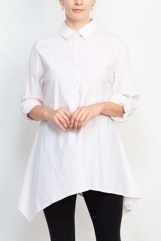 Cupio stripe pattern cotton blend shirt