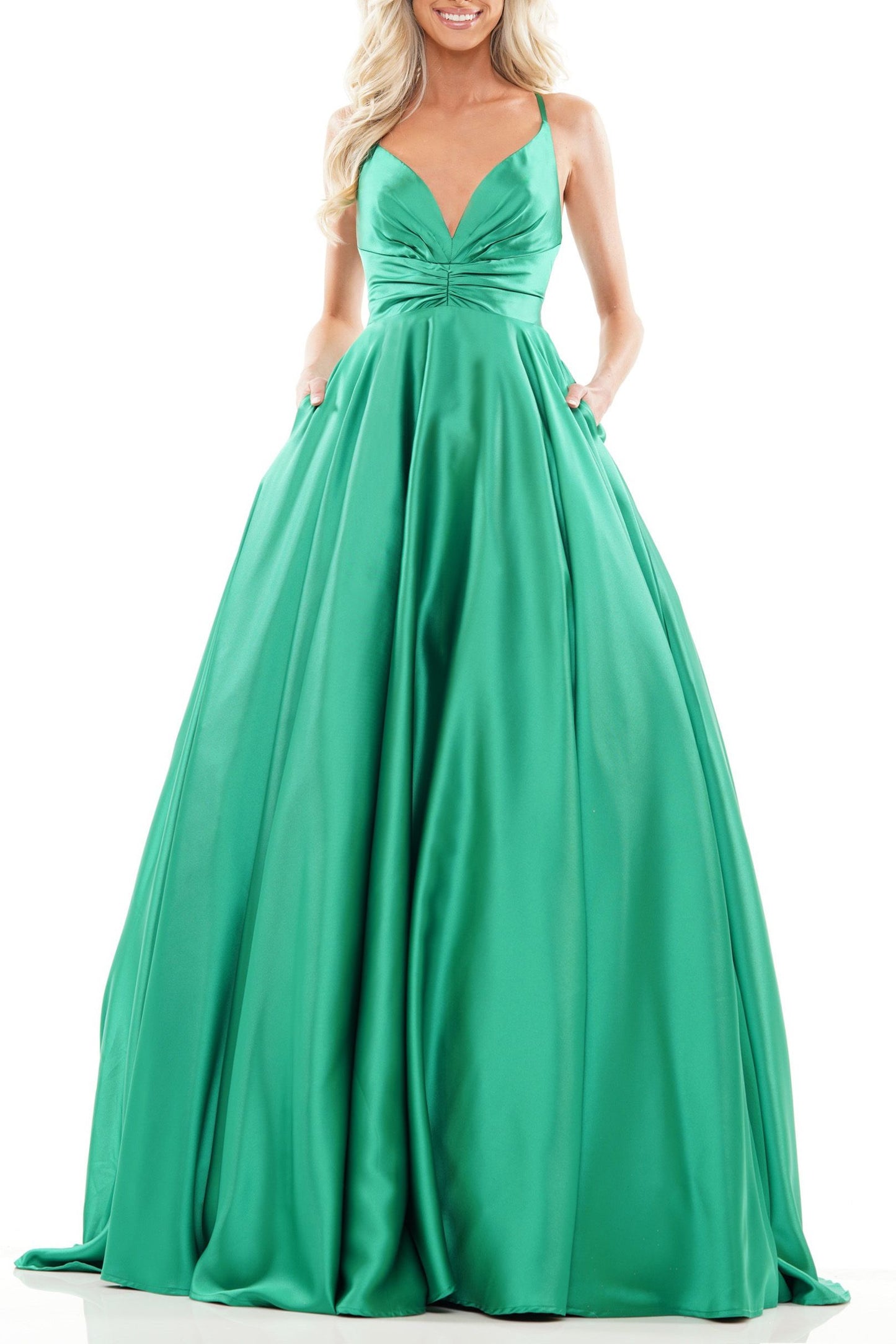 Colors Emerald Satin A-Line Satin Dress