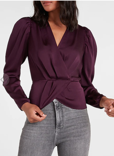 Plum Passion Satin Faux Wrap