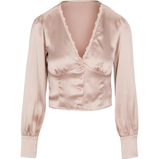 Satin-Lace Trim Top
