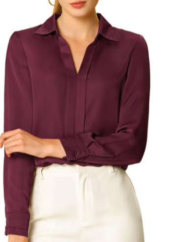 satin v neck blouse