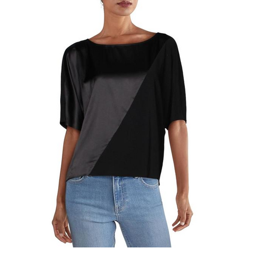 black Satin two tone top