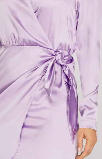Women's Side Tie Wrap Satin Dress