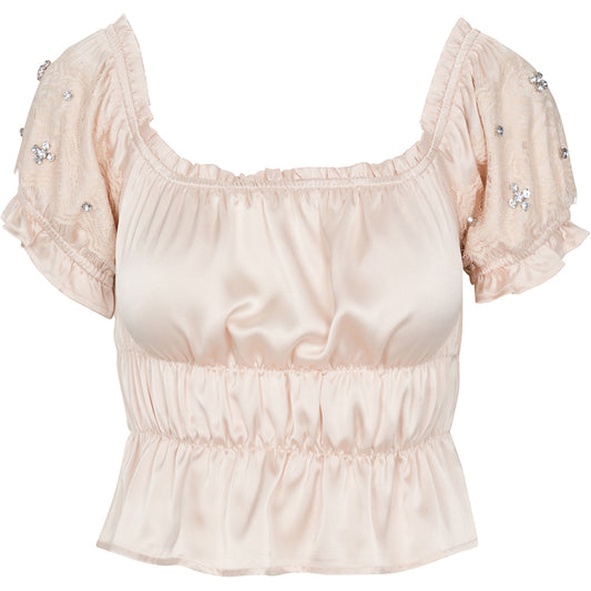 jeweled satin top