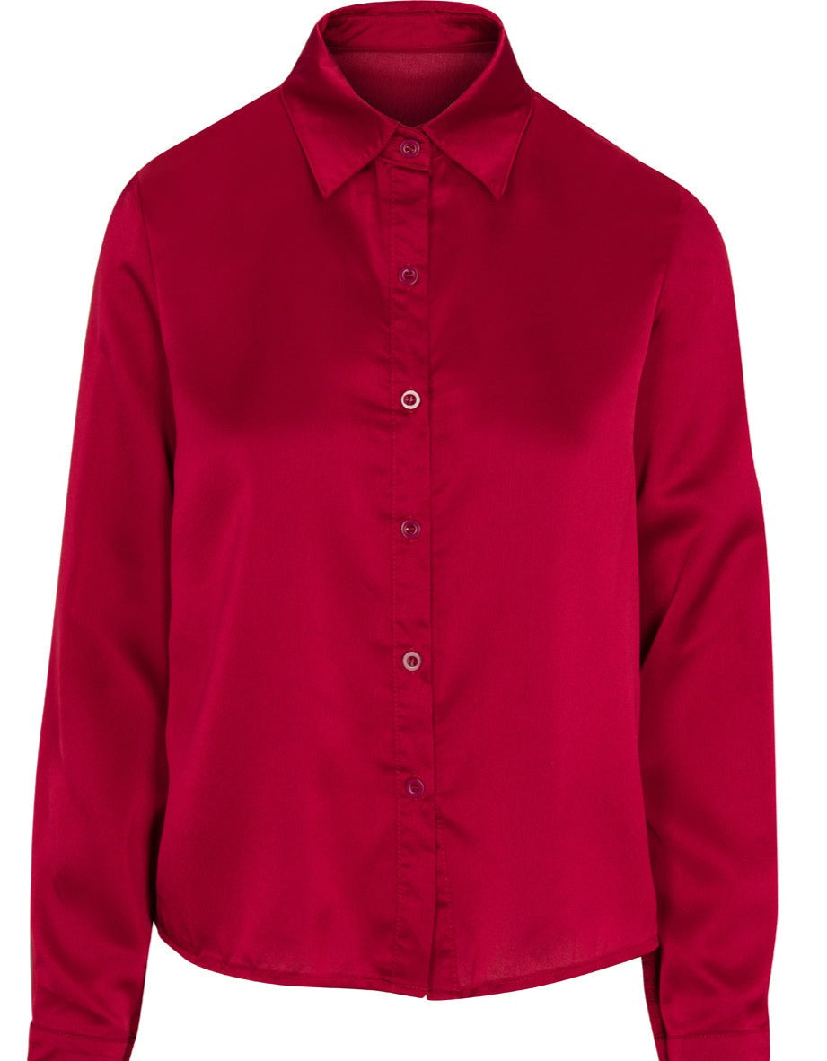red satin blouse